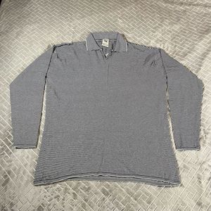 Country Road Work Wear Mens Large Striped Casual Collared Long Sleeve T Shirt